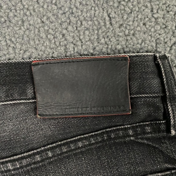 Deus Ex Machina Jeans Mens FITS 31x28 Black Isola Straight Selvedge Japanese USA - Picture 6 of 15